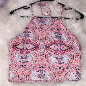 Pink halter crop top